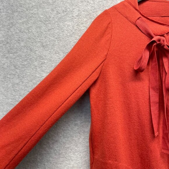 Decoster‎ Shift Dress Womens Small Red Tie Neck 3/4 Sleeve Artsy A-Line - Picture 4 of 14